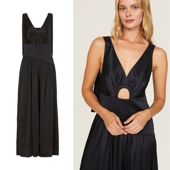 3.1 Phillip Lim Navy Satin Maxi Gown Dress - Size 6 - Picture 2 of 8